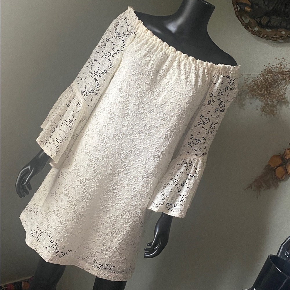 Karlie White Textured Lace Dress